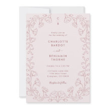 Monogrammed Pink Wedding Invitation