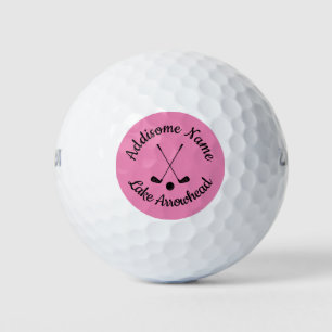 Monogrammed Pink White golfball club Ladies   Golf Balls
