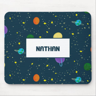 Monogrammed Planets Stars in Space Universe Galaxy Mouse Pad