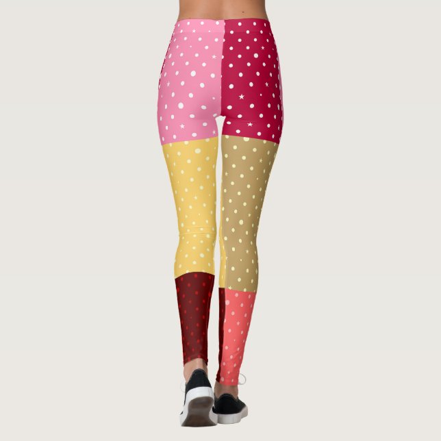 Monogrammed  Polka Dots Pattern Leggings (Back)