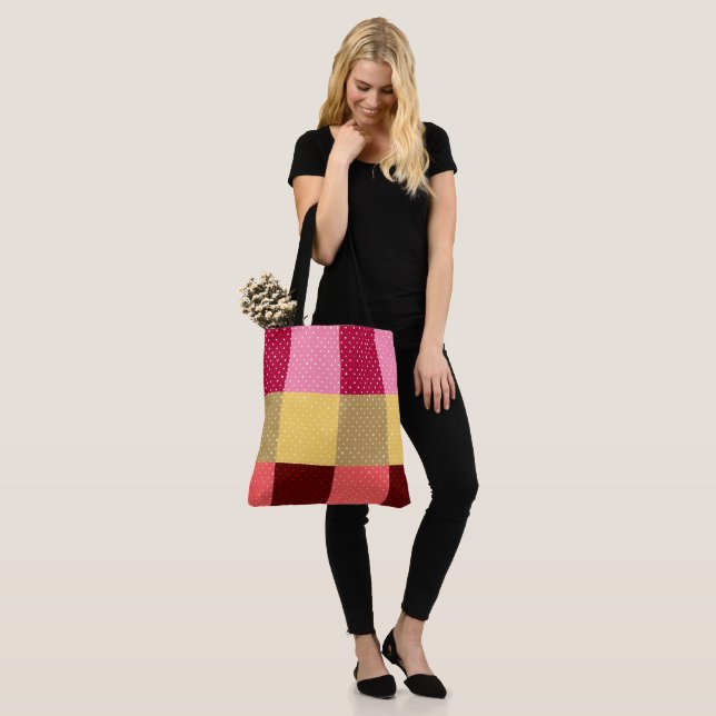 Monogrammed  Polka Dots Pattern Tote Bag (On Model)