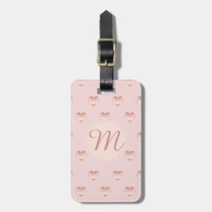 Monogrammed Precious Rose Gold Heart Pattern Luggage Tag