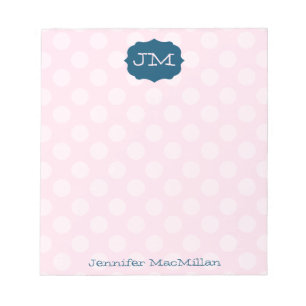 Monogrammed Preppy Notepad, Pink & Navy, Notepad