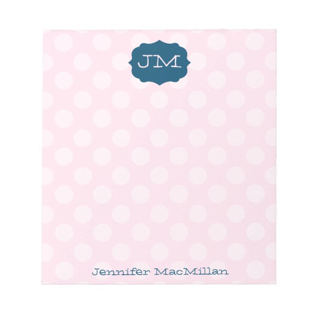 Monogrammed Preppy Notepad, Pink & Navy, Notepad (Front)