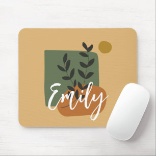Monogrammed pretty colours Beige and green Simple Mouse Pad