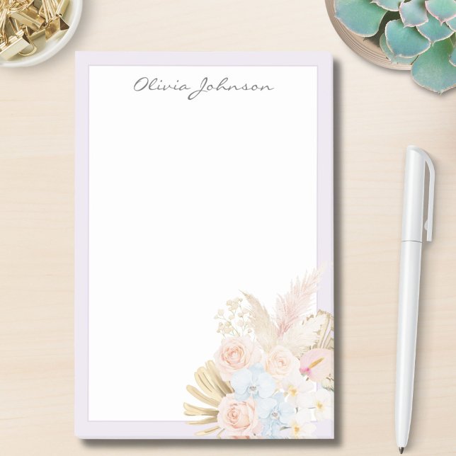 Monogrammed Pretty Tropical Flower Bouquet Floral Post-it Notes (Creator Uploaded)