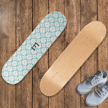Monogrammed Pretty White Flowers Patterned Floral Skateboard<br><div class="desc">Create a floral flourish with this pretty patterned skateboard. With a fresh and light design of white flowers on a pastel blue background,  the skateboard has a retro nature-themed look. Personalise the board with your initial as a monogram,  for an individual finishing touch.</div>