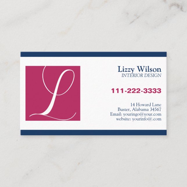 Monogrammed Professional Employee Business Card (Front)