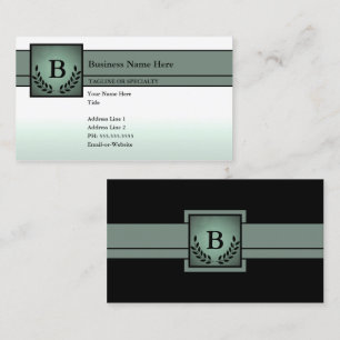 monogrammed professional (olive green) business card