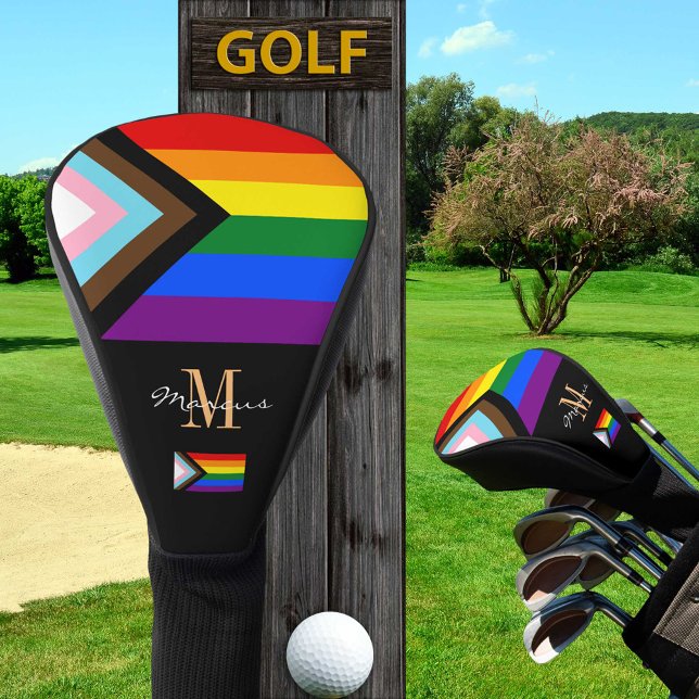 Monogrammed Progress Rainbow Flag Golf Clubs Cover (Creator Uploaded)