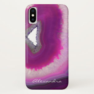 Monogrammed Purple Agate Geode Gemstone iPhone X Case