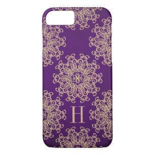 Monogrammed Purple and Gold Exotic Medallion iPhone 8/7 Case