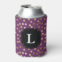Monogrammed Purple and Gold Glitter Polka Dot