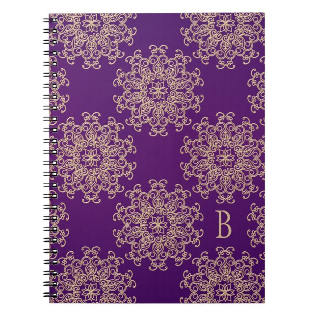Monogrammed Purple and Gold Notebook Journal (Front)