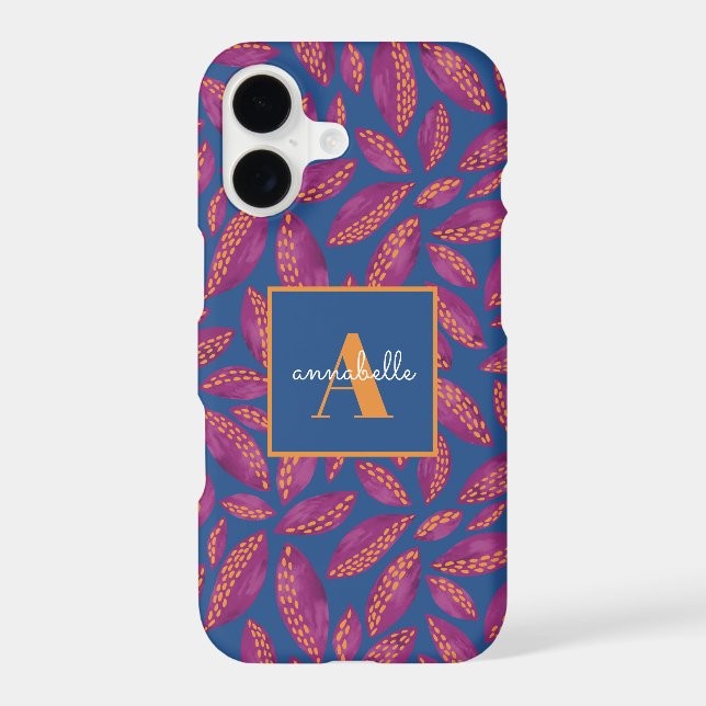 Monogrammed Purple Fall Leaves Pattern (Back)