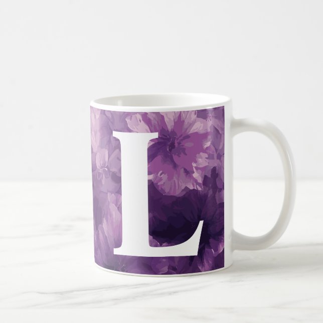 Monogrammed Purple Floral Mug (Right)