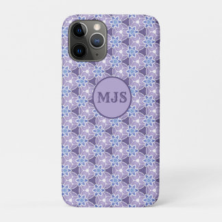 Monogrammed Purple Floral Watercolor Pattern  iPhone 11 Pro Case