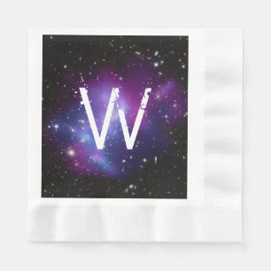 Monogrammed Purple Galaxy Cluster Napkin