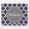 Monogrammed Purple & Grey Quatrefoil