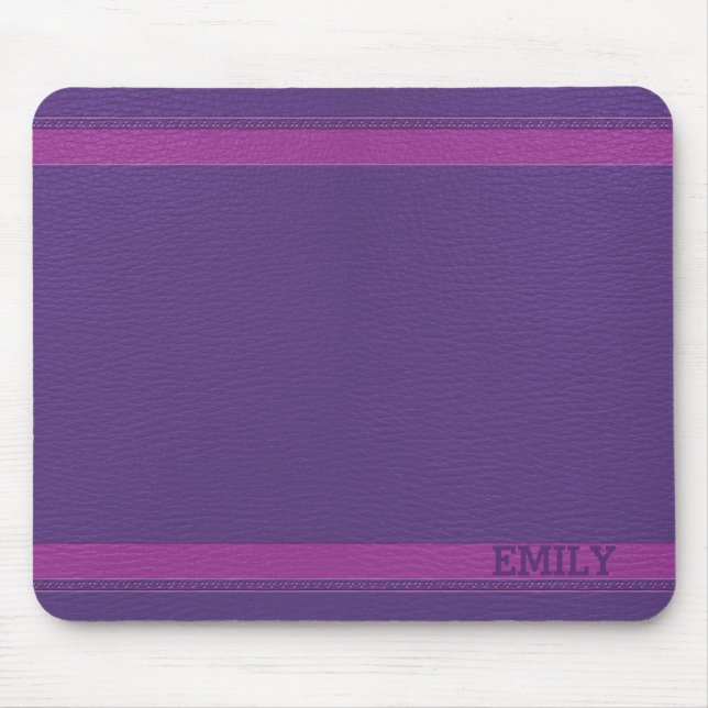 Monogrammed Purple Leather Look Mouse Pad (Front)