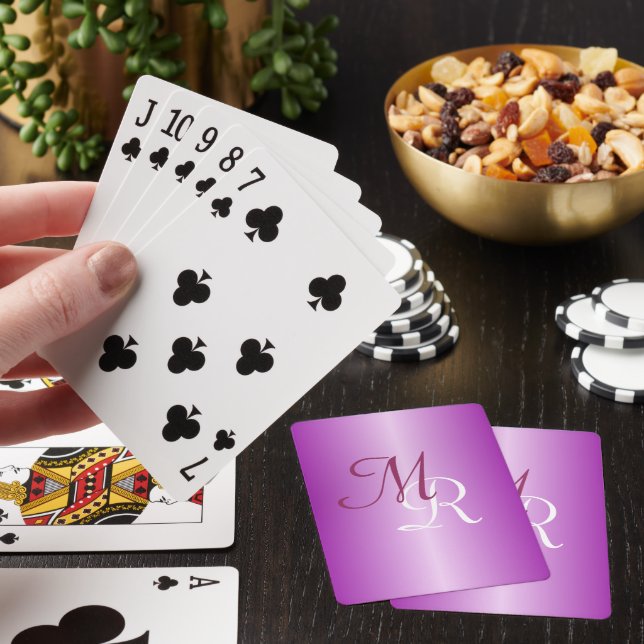 Monogrammed Purple Playing Cards (In Situ)