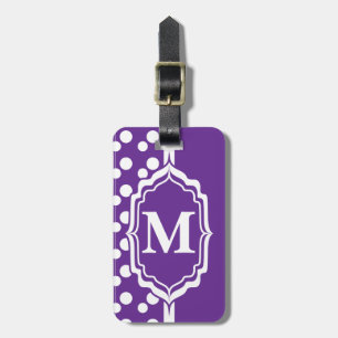 Monogrammed Purple Polka Dot Tag