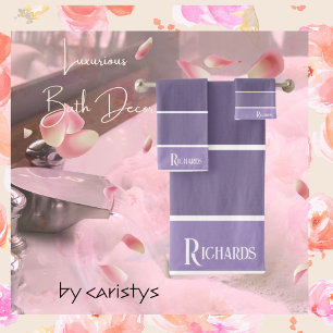 Monogrammed Purple Shades with White Bath Towel Set