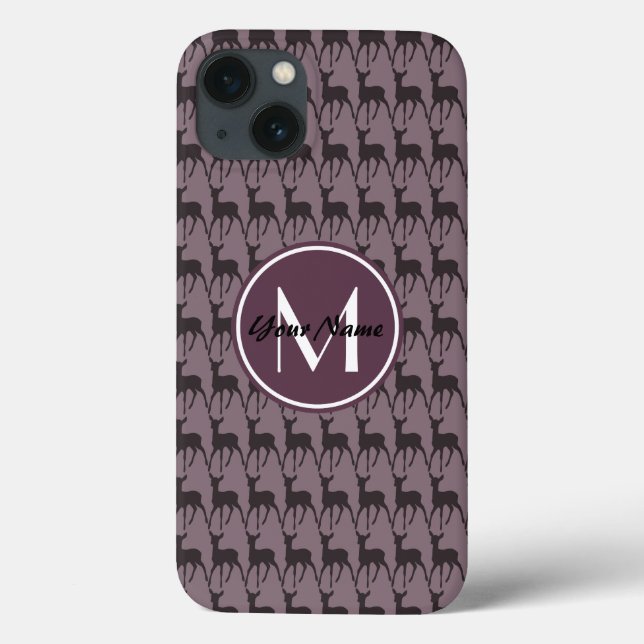 Monogrammed Purple Violet Deer Personalised N2 Case-Mate iPhone Case (Back)