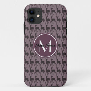 Monogrammed Purple Violet Deer Personalised N2 iPhone 11 Case