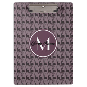 Monogrammed Purple Violet Deer Personalised   N2 Clipboard