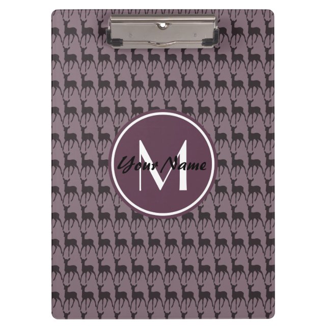 Monogrammed Purple Violet Deer Personalised | N2 Clipboard (Front)