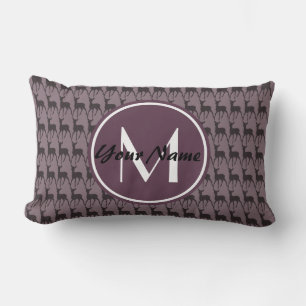 Monogrammed Purple Violet Deer Personalised N2 Lumbar Cushion