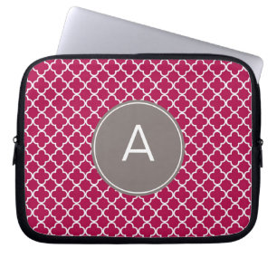 Monogrammed Quatrefoil Pattern Laptop Sleeve