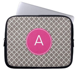 Monogrammed Quatrefoil Pattern Laptop Sleeve