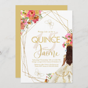 Monogrammed Quince Florals Garden Girl Invitation