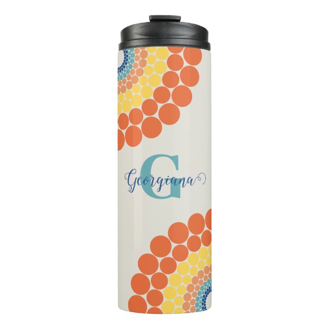 Monogrammed Radiant Aegean Summer Dot Mandala Thermal Tumbler (Front)