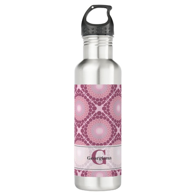 Monogrammed Radiant Dusky Rose Dot Mandala Tiled 710 Ml Water Bottle (Front)