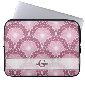 Monogrammed Radiant Pinks Dusky Rose Dot Mandala Laptop Sleeve
