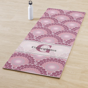 Monogrammed Radiant Pinks Dusky Rose Dot Mandala Yoga Mat