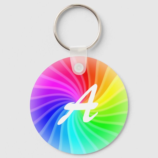 Monogrammed Rainbow Twirl Key Ring (Front)
