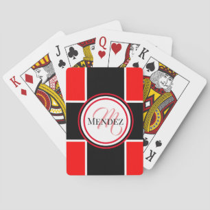 Monogrammed Red And Black Classic Playing Cards