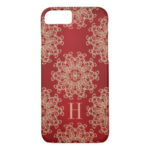 Monogrammed Red and Gold Exotic Medallion iPhone 8/7 Case