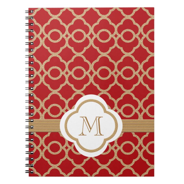 Monogrammed Red and Gold Moroccan Notebook (Front)