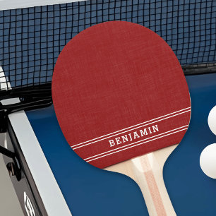 Monogrammed Red and White Stripes Modern Ping Pong Paddle