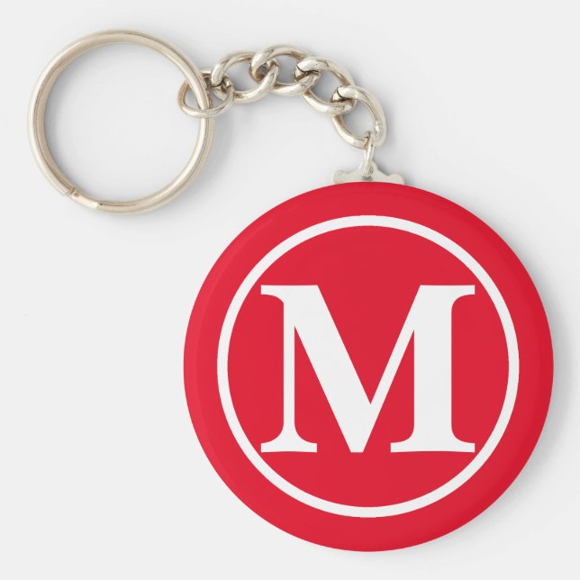 Monogrammed Red BB Key Ring (Front)
