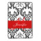 Monogrammed Red Black White Swirls Damask