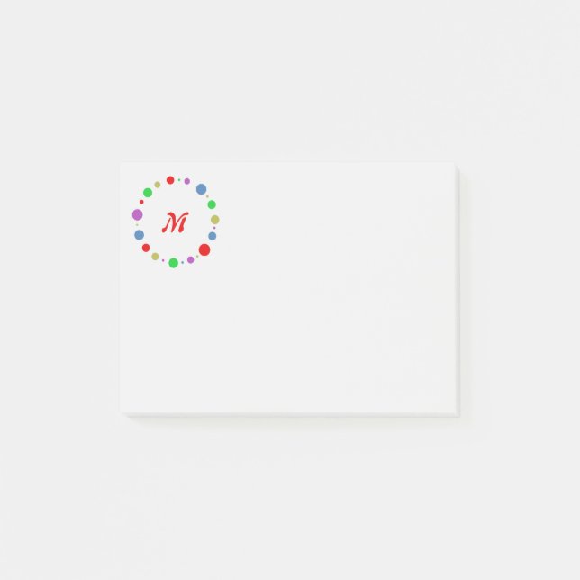 Monogrammed Red, Colourful Geometric Circle Art  Post-it Notes (Front)