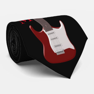 Monogrammed Red Electric Guitar Tie