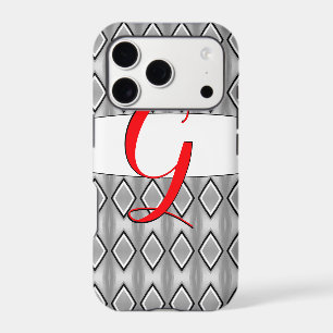 Monogrammed Red G Phone Case In Grey And Black