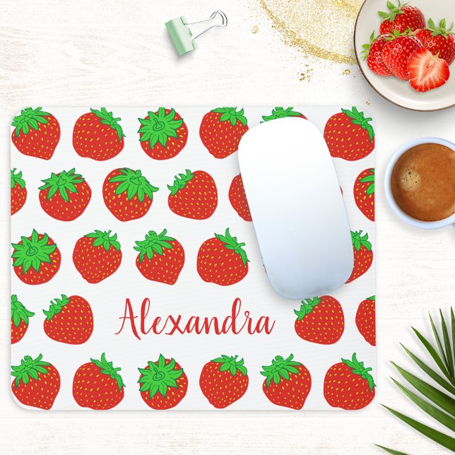 Monogrammed Red Strawberry Mouse Pad (Creator Uploaded)